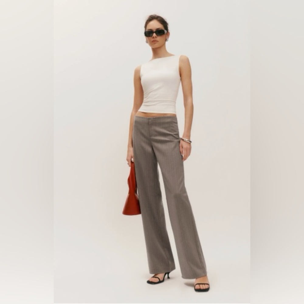 Reformation Visa low rise pants taupe stripe size 2